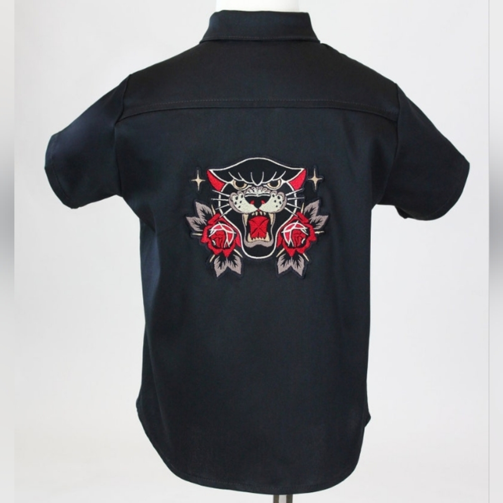 Boy's Embroidered Black Panther Top
